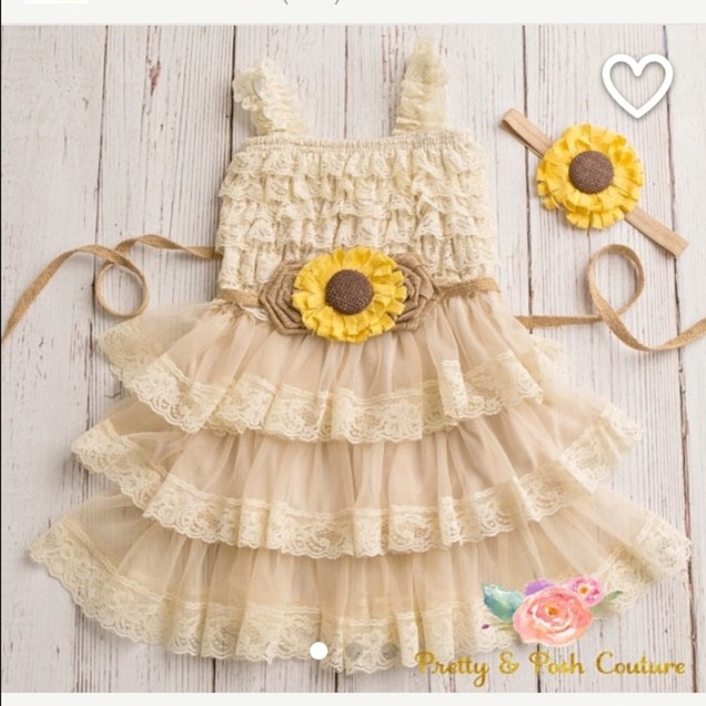 Boutique Girls Ivory Tulle Dress Size 8 Flower Girl Boho Rustic Wedding NEW